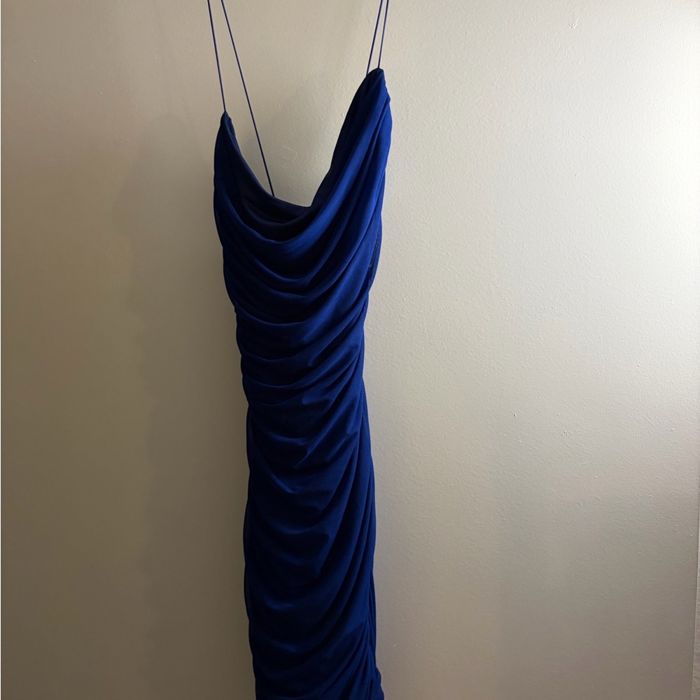 THINKING OF YOU
RUCHED BODYCON MINI DRESS IN JEWEL BLUE- OH POLLY